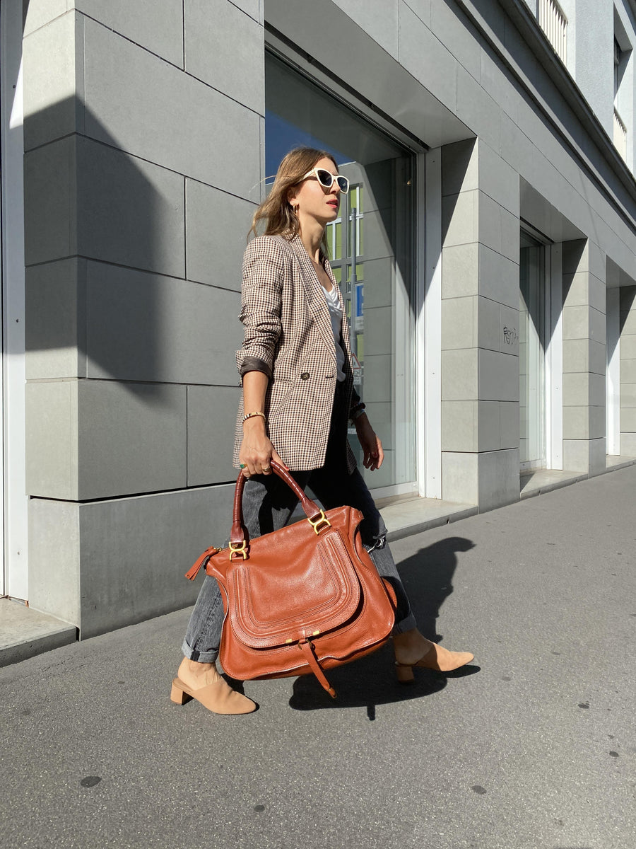 CHLOE MARCIE LARGE LEATHER HANDBAG IN CAMEL PRELOVEDSTORY