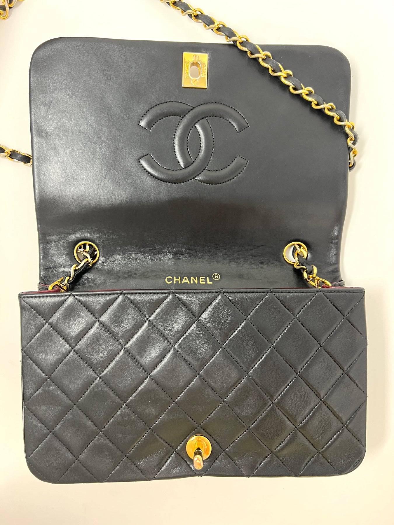 Chanel 1980s Classic Black Leather Maxi Single Flap Handbag