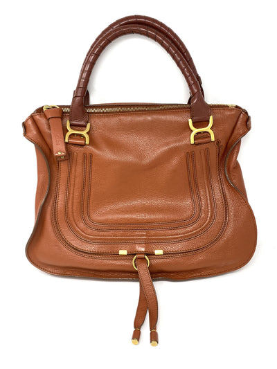 CHLOÉ MARCIE LARGE LEATHER HANDBAG IN CAMEL - Chloé