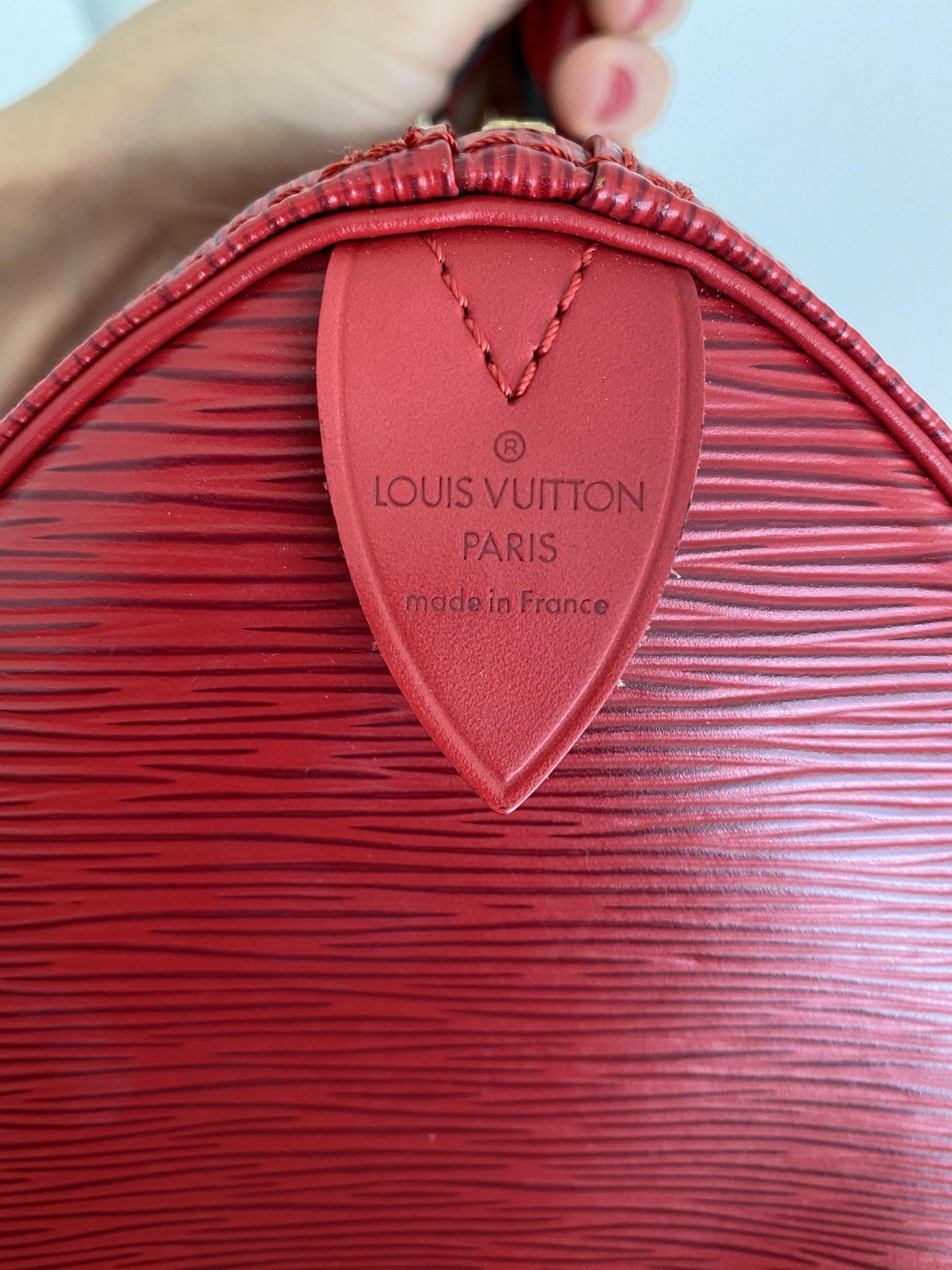 Louis Vuitton, Cruiser 40, a special order red epi leath…