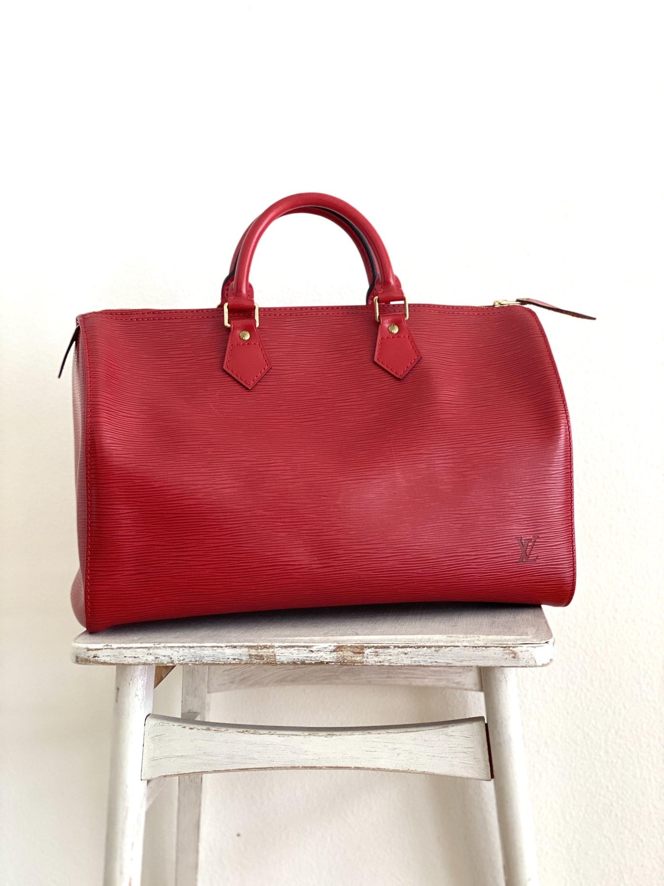 LOUIS VUITTON SPEEDY 40 RED EPI LEATHER VINTAGE PRELOVEDSTORY