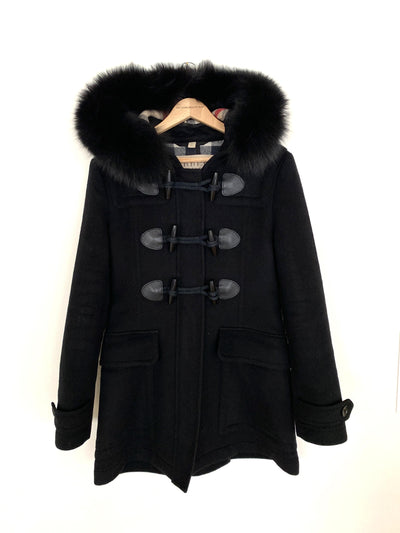 BURBERRY "BLACKWELL" Hooded Duffle Coat With Detachable Trim - Size UK 8 / US 6 / GER 36 - Jackets - Burberry