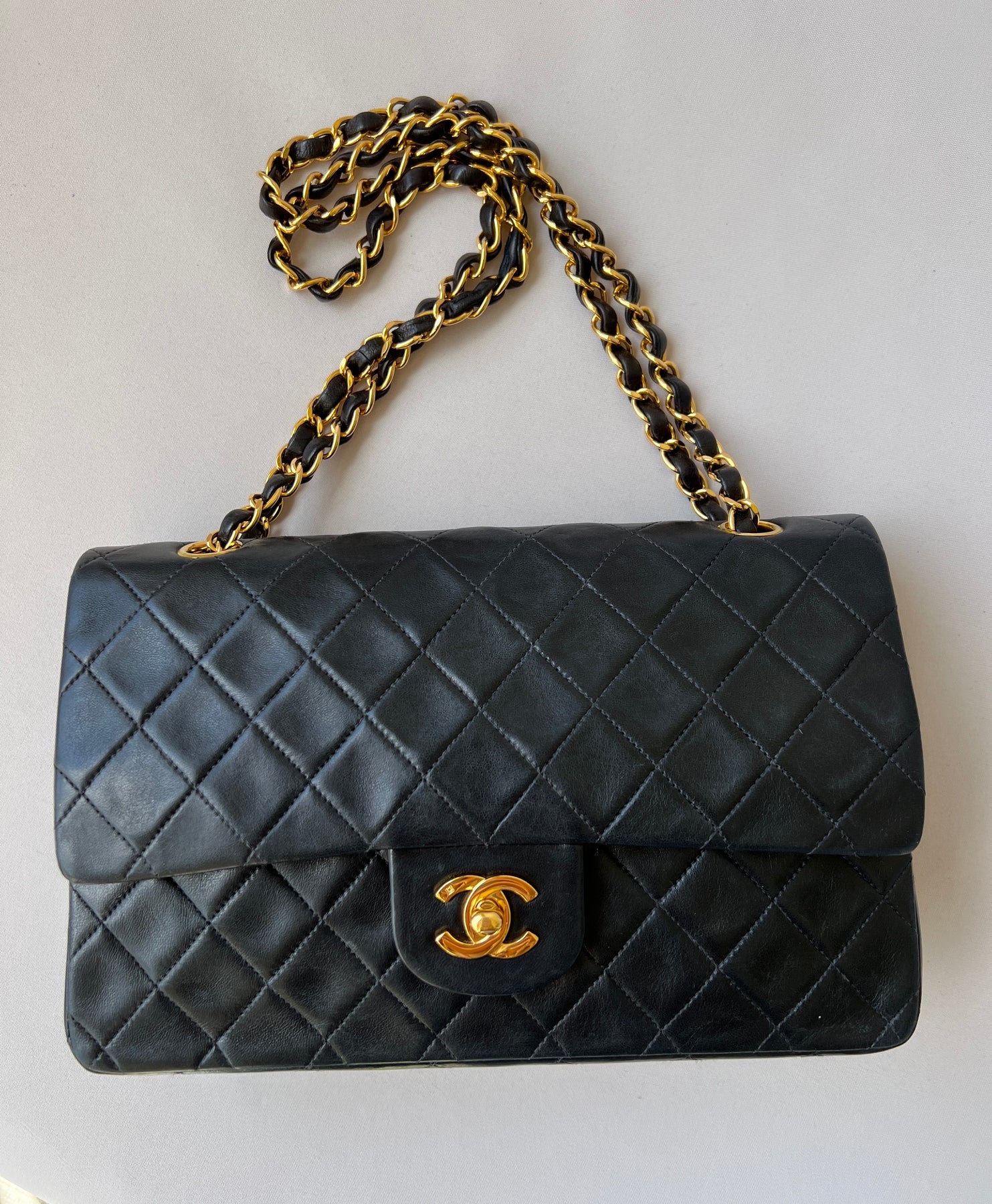 Black Chanel Medium Classic Lambskin Double Flap Shoulder Bag – Designer  Revival