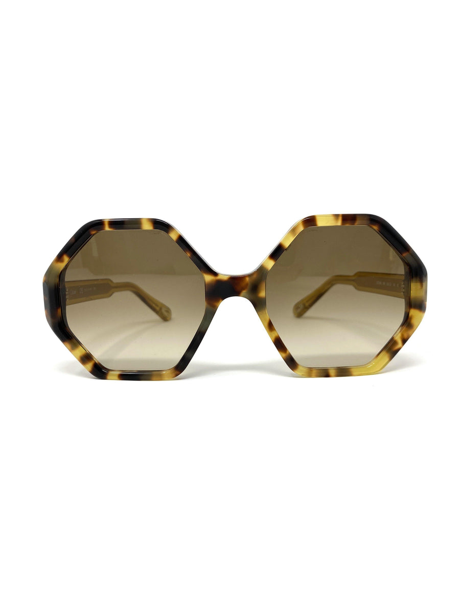 CHLOÉ WILLOW hexagon-frame tortoiseshell acetate sunglasses