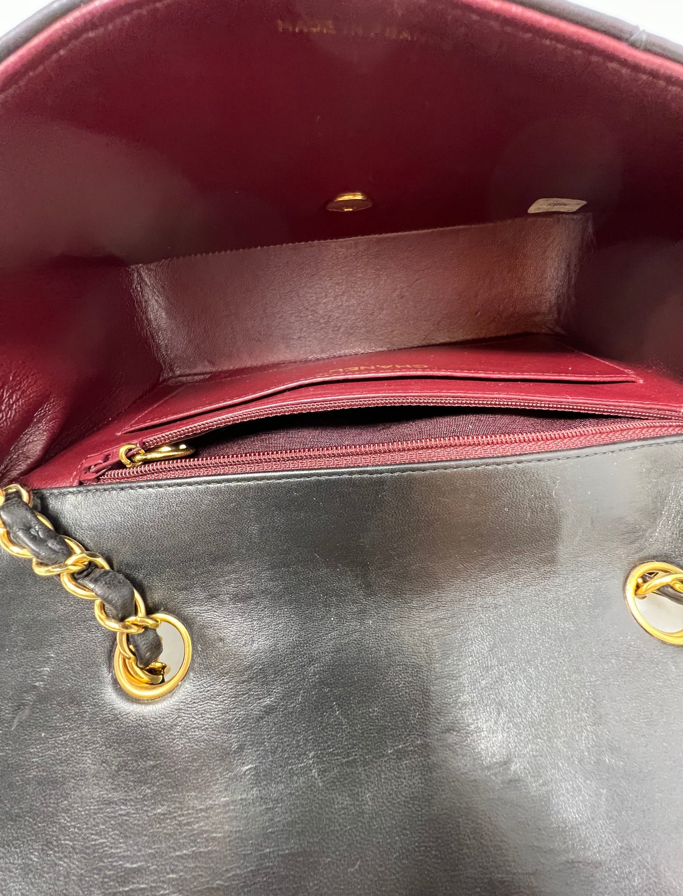 chanel dark red bag