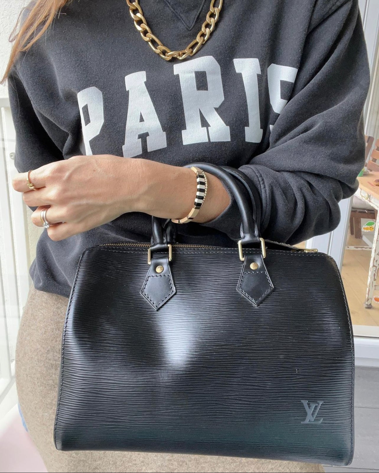 Louis Vuitton Black EPI Leather Speedy 25 Bag