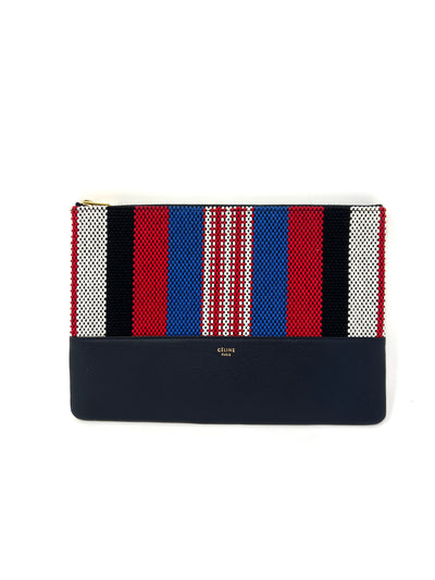 CELINE_CLUTCH_POUCH_STRIPED_CANVAS_RED_BLUE_WHITE_BLACK