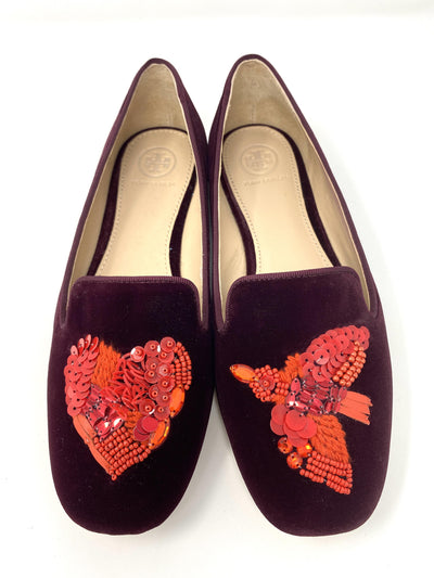 TORY BURCH EMBROIDERED SUEDE LOAFERS - SIZE 7 (US) / 38 (EU) - Shoes - Tory Burch