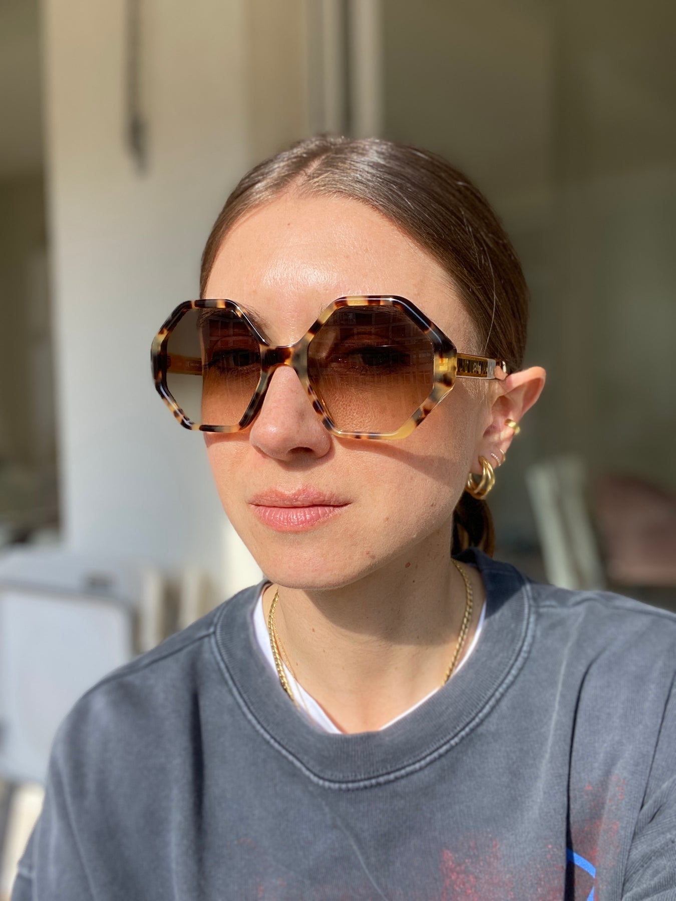 CHLOÉ WILLOW hexagon-frame tortoiseshell acetate sunglasses